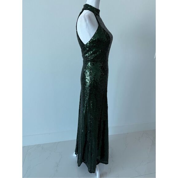 REVELRY Tori Fully Sequin Maxi Dress Sz 2 / XS – Halter Backless Gala Wedding - Picture 6 of 9
